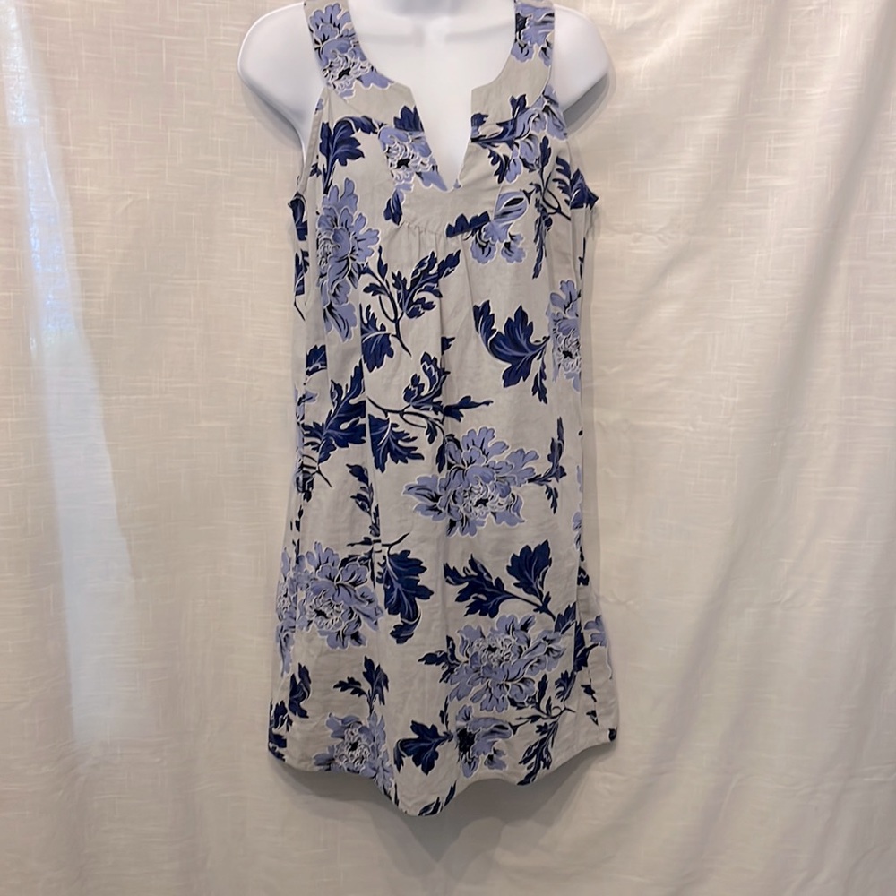 Loft Dress Gray & Blue Floral Size 4
